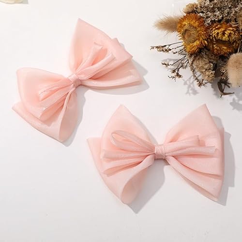 NingPower 4 Stück Große Schleifen, Ästhetische Schleife für Basteln, Nähen, Haarspangenherstellung, Bekleidungsaccessoires, Rosa von NingPower