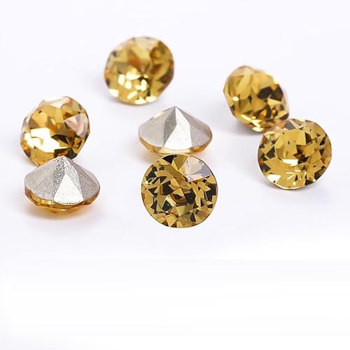 NingPower 50 Stück Goldgelbe Runde Glas Strasssteine Spitze Unterseite Künstliche Kristallsteine für Kunsthandwerksprojekte, Nähzubehör, 8mm NingPower 50 Stück Goldgelbe Runde Glas Strasssteine Spitze Unterseite Künstliche Kristallsteine für Kunsthandwerksprojekte, Nähzubehör, 8mm von NingPower
