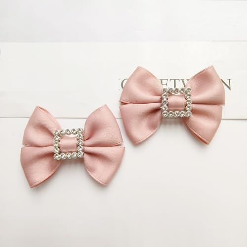 NingPower 50 Stück Quadratische Strass Schleifen Vintage Französischer Schleife für Basteln, Nähen, Haarspangenherstellung, Bekleidungsaccessoires, Rosa von NingPower