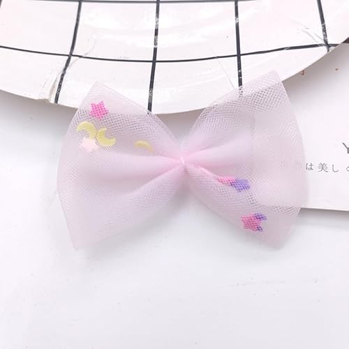 NingPower 50 Stück Stern Mond Netz Schleifen 6cm Schleife für Basteln, Nähen, Haarspangenherstellung, Bekleidungszubehör, Rosa NingPower 50 Stück Stern Mond Netz Schleifen 6cm Schleife für Basteln, Nähen, Haarspangenherstellung, Bekleidungszubehör, Rosa von NingPower