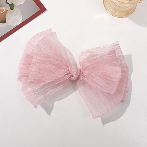 NingPower 6 Stück Organza Schleifen, Große Schleife für Basteln, Nähen, Haarspangenherstellung, Bekleidungszubehör, Rosa von NingPower