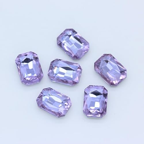 NingPower 80 Stück Achteckige Rechteckige Strasssteine Mehrere Facetten Spitze Unterseite Künstlicher Kristall Edelsteine, Geeignet für Kunsthandwerk Projekte, Aufnähen, Lila, 8mm X 10mm von NingPower