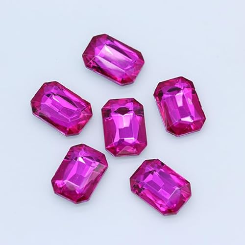 NingPower 80 Stück Achteckige Rechteckige Strasssteine Mehrere Facetten Spitze Unterseite Künstlicher Kristall Edelsteine, Geeignet für Kunsthandwerk Projekte, Aufnähen, Rosenrot, 8mm X 10mm von NingPower