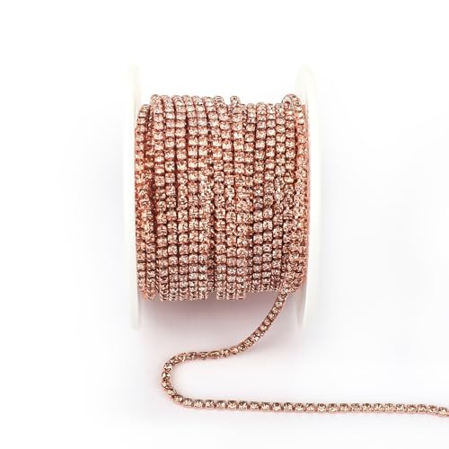 NingPower 9m Lange Strass Krallenkette, Künstlicher Glaskristall Geeignet für Kunsthandwerk Projekte, Bekleidungszubehör, 2,5mm von NingPower