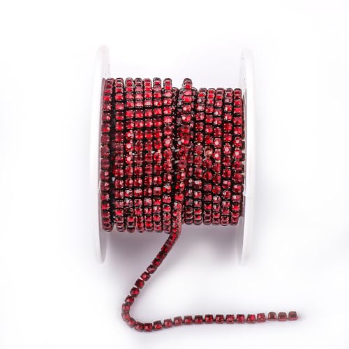 NingPower 9m Lange Strass Krallenkette, Künstlicher Glaskristall Geeignet für Kunsthandwerk Projekte, Bekleidungszubehör, Dunkelrot, 3mm NingPower 9m Lange Strass Krallenkette, Künstlicher Glaskristall Geeignet für Kunsthandwerk Projekte, Bekleidungszubehör, Dunkelrot, 3mm von NingPower