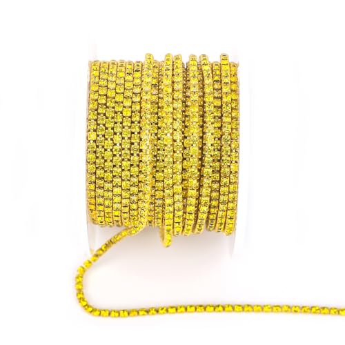 NingPower 9m Lange Strass Krallenkette, Künstlicher Glaskristall Geeignet für Kunsthandwerk Projekte, Bekleidungszubehör, Gelb, 2,5mm von NingPower