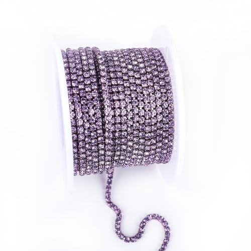 NingPower 9m Lange Strass Krallenkette, Künstlicher Glaskristall Geeignet für Kunsthandwerk Projekte, Bekleidungszubehör, Lila, 3mm von NingPower