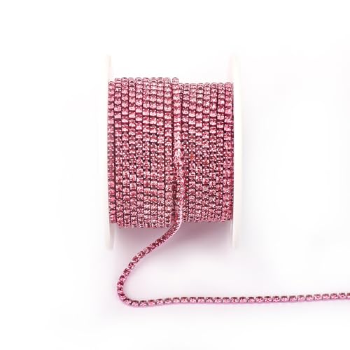 NingPower 9m Lange Strass Krallenkette, Künstlicher Glaskristall Geeignet für Kunsthandwerk Projekte, Bekleidungszubehör, Rosenrot, 2,5mm NingPower 9m Lange Strass Krallenkette, Künstlicher Glaskristall Geeignet für Kunsthandwerk Projekte, Bekleidungszubehör, Rosenrot, 2,5mm von NingPower