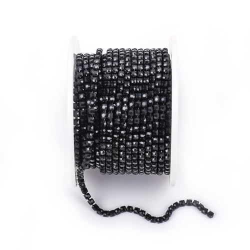 NingPower 9m Lange Strass Krallenkette, Künstlicher Glaskristall Geeignet für Kunsthandwerk Projekte, Bekleidungszubehör, Schwarz, 3mm NingPower 9m Lange Strass Krallenkette, Künstlicher Glaskristall Geeignet für Kunsthandwerk Projekte, Bekleidungszubehör, Schwarz, 3mm von NingPower