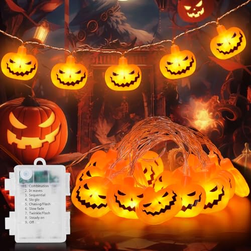 Halloween lichterkette, 4.7 m 30 LED Kürbis Halloween Deko Lichterkette, 8 Modi Lichterkette Außen Halloween, Led Lichterkette Halloween Deko für Party Garten Hof Halloween lichterkette, 4.7 m 30 LED Kürbis Halloween Deko Lichterkette, 8 Modi Lichterkette Außen Halloween, Led Lichterkette Halloween Deko für Party Garten Hof von Ninonly