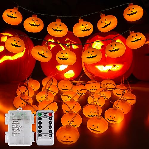 Halloween lichterkette, 6 m 40 LED Kürbis Halloween Deko Lichterkette, 8 Modi Lichterkette Außen Halloween, Led Lichterkette Halloween Deko für Party Garten Hof Halloween lichterkette, 6 m 40 LED Kürbis Halloween Deko Lichterkette, 8 Modi Lichterkette Außen Halloween, Led Lichterkette Halloween Deko für Party Garten Hof von Ninonly