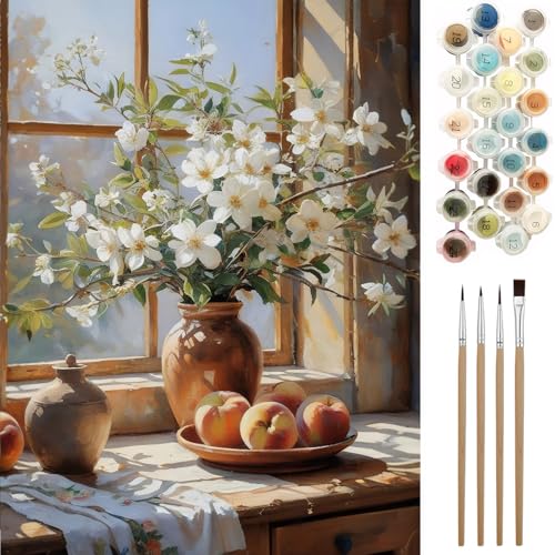 Ninonly Malen nach Zahlen Erwachsene DIY Malen nach Zahlen Set ohne Rahmen inklusive Pinsel und Acrylfarben DIY Malen nach Zahlen für Home Wall Decor 40 x 50cm Weiße Blüten Ninonly Malen nach Zahlen Erwachsene DIY Malen nach Zahlen Set ohne Rahmen inklusive Pinsel und Acrylfarben DIY Malen nach Zahlen für Home Wall Decor 40 x 50cm Weiße Blüten von Ninonly