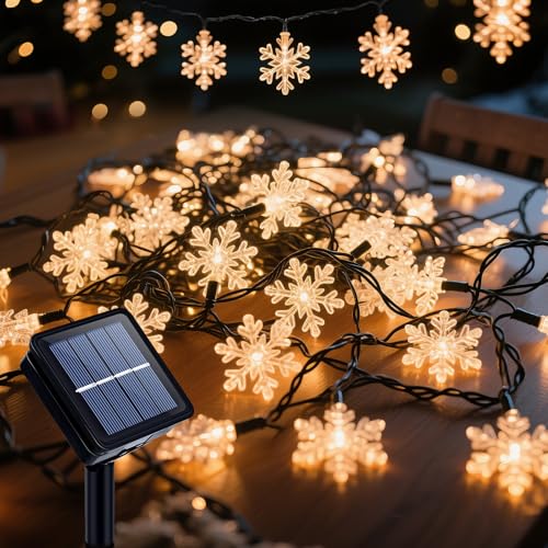 Ninonly Solar Lichterkette Außen, 7m 50 LED Schneeflocke Weihnachtsbeleuchtung Außen, Solar Lichterketten Aussen mit 8 Modi Wasserdicht Weihnachten Deko für Garten Balkon Festival Deko Ninonly Solar Lichterkette Außen, 7m 50 LED Schneeflocke Weihnachtsbeleuchtung Außen, Solar Lichterketten Aussen mit 8 Modi Wasserdicht Weihnachten Deko für Garten Balkon Festival Deko von Ninonly