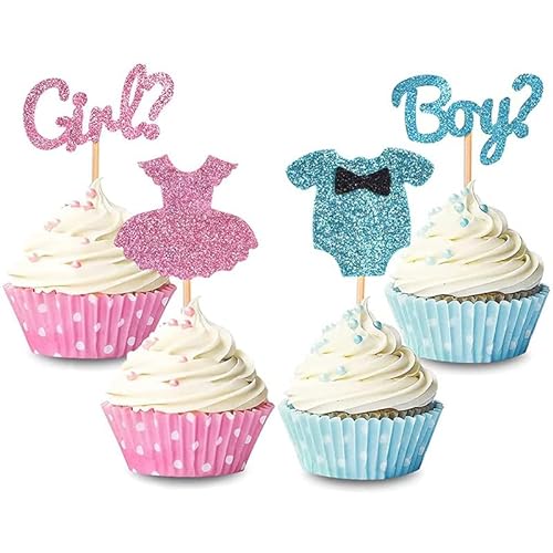 Cake Topper He Or She 12 Stück Cupcake-Dekorationen – für Jungen oder Mädchen für Babyparty, Kindergeburtstag, Geburtstagsfeier von Niooce