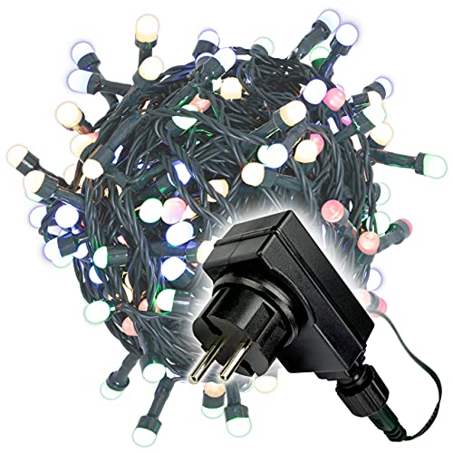 100er Maxi LED Lichterkette bunt Trafo grünes Kabel Länge 20 m Bulb Kugelkopf außen Weihnachtsbeleuchtung Weihnachtsdeko Partylichterkette Xmas von Nipach GmbH