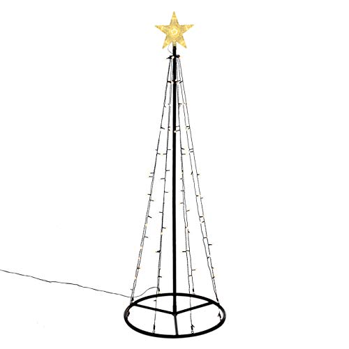 106 LED warm weiß Lichtpyramide mit Leucht-Stern Lichterbaum 180 cm Baum mit Stern Trafo Timer Weihnachtsbaum Xmas-Deko Außen Leuchtbaum von Nipach GmbH