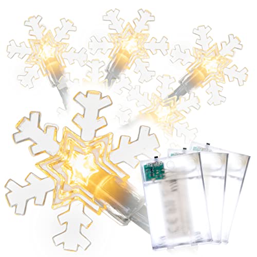 Nipach GmbH Lichterkette Schneeflocke Acryl 20 LED warm weiß Batterie Timer Xmas-Deko Weihnachts-Deko Weihnachtsbeleuchtung Xmas-Deko Lichter-Deko von Nipach GmbH