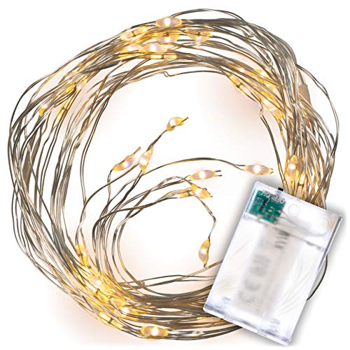 Nipach GmbH Lichterregen – 64 LED warm weiß 8 silberne Drähte mit je 8 LED Batterie Timer Lichterkette Weihnachtsdeko Partydeko Lichterbündel Xmas-Deko von Nipach GmbH