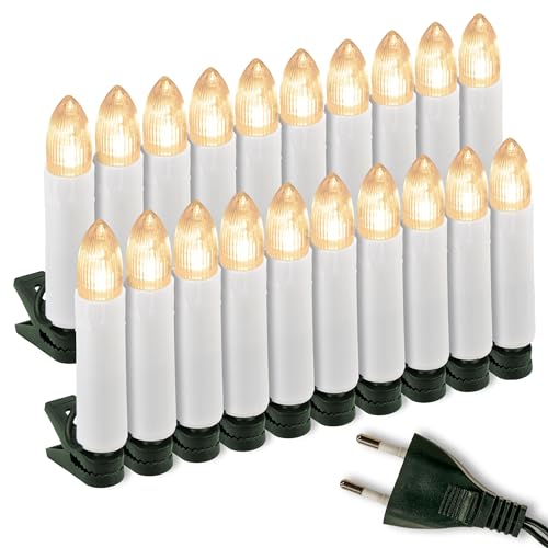 Nipach GmbH 20er LED Lichterkette Baumbeleuchtung Christbaumkerzen warmweiß Weihnachtsbaumkerzen Weihnachtsbaumlichter Weihnachtsbaumbeleuchtung Weihnachtsdeko grünes Kabel Xmas von Nipach GmbH