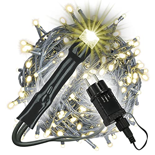 Nipach GmbH 400 LED Lichterkette warm weiß für Innen Aussen grünes Kabel Trafo Timer 50 Meter Weihnachtsbeleuchtung Weihnachtsdeko Partydeko Xmas-Deko von Nipach GmbH