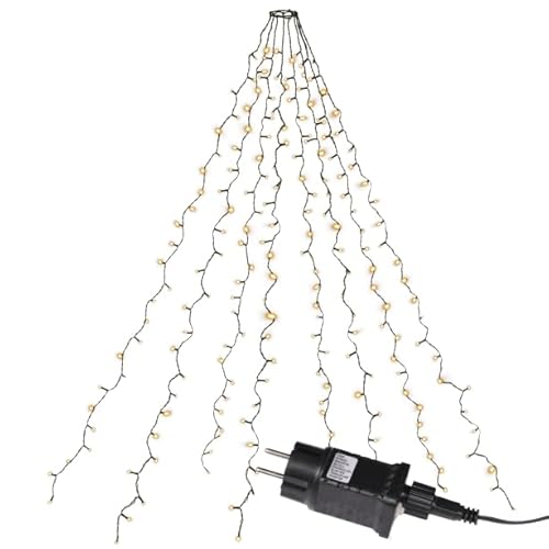 Nipach 200 LED warm weiß Weihnachtsbaum-Lichterkette - 8 Stränge Trafo 8 Funktionen grünes Kabel von Nipach GmbH