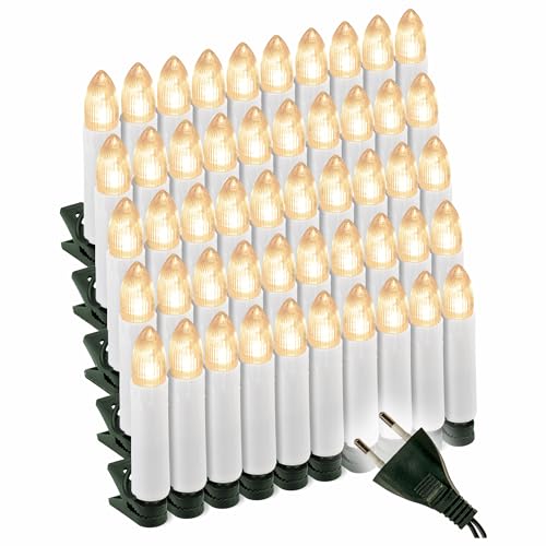 Nipach GmbH Weihnachtsbaumbeleuchtung Innen grünes Kabel - Baum-Kerzen 30 LED / 50 LED Lichterkette Lichtfarbe: Warm Weiß (50 LED) von Nipach GmbH