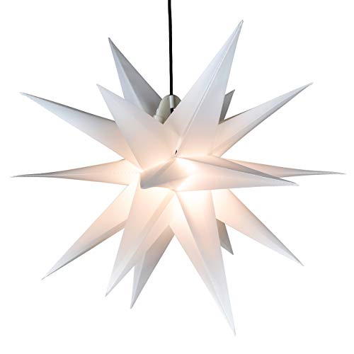 Weihnachtsstern 1 LED warm weiß - Farbe WEISS - 3D Lichter-Stern Dekostern 55 cm Fensterdeko PVC Dekostern Weihnachtsdeko Batterie Timer Xmas von Nipach GmbH