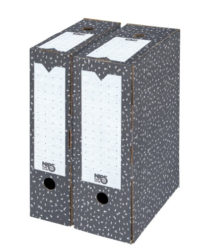 NIPS 152391124 ARCHIV-ABLAGEBOX 80 FOOLSCAP, B 8,0 x T 25,5 x H 37,0 cm, 20er Packung, anthrazit/weiß von NIPS