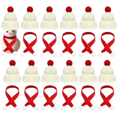 24 Stücke Mini Weihnachtsmütze und Schal Set, Mini-Strickmütze des Weihnachten Lutscherhut, Weinflasche Abdeckung Dekoration Hut mit Schal für Tischdekoration Schneemann Geschenk Dekoration (Weiß) 24 Stücke Mini Weihnachtsmütze und Schal Set, Mini-Strickmütze des Weihnachten Lutscherhut, Weinflasche Abdeckung Dekoration Hut mit Schal für Tischdekoration Schneemann Geschenk Dekoration (Weiß) von Nircho
