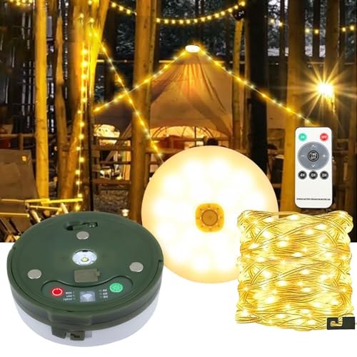 Camping Lichterkette Aufrollbar, 10 m Außenlichterketten mit 8 Modi,Wasserdichte Tragbare Campinglampe mit USB Aufladung Multifunktionale Camping-Laternen für Camping Zelt Dekoration mit Fernbedienung Camping Lichterkette Aufrollbar, 10 m Außenlichterketten mit 8 Modi,Wasserdichte Tragbare Campinglampe mit USB Aufladung Multifunktionale Camping-Laternen für Camping Zelt Dekoration mit Fernbedienung von Nircho