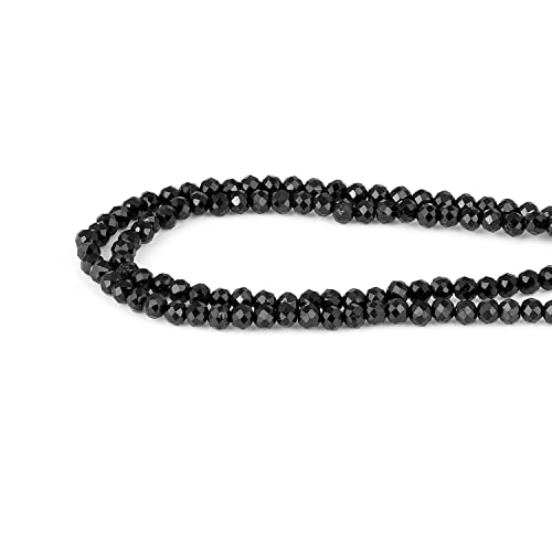 Natürlicher Turmalin schwarz rund (2,5–3 mm) lose Perlen Strang für Jwelery Making DIY (39 cm) 1 Strang Armband, Halskette von NirvanaIN