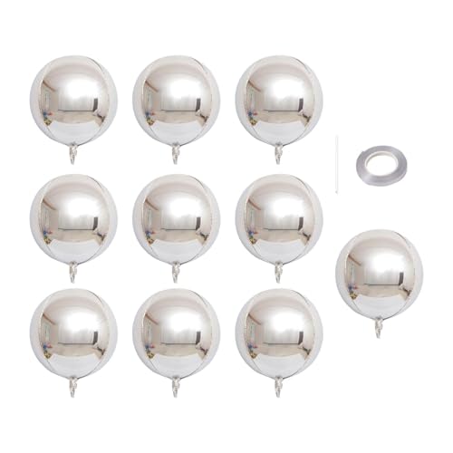 Nishiyuenyi 10 Stück 22 Zoll Folienballons mit Zubehör für Feiern, Silber Nishiyuenyi 10 Stück 22 Zoll Folienballons mit Zubehör für Feiern, Silber von Nishiyuenyi