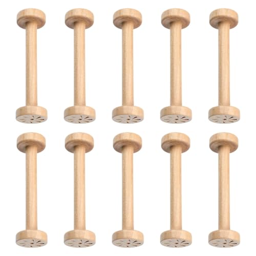 Nishiyuenyi 10 Stück Holzspulen für Nähprojekte Und DIY Bastelarbeiten, Beige von Nishiyuenyi