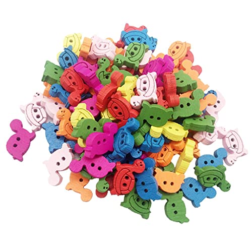 Nishiyuenyi 100pcs Cute Mischfarbe Schildkröte Holzknopf 2 Löcher Nähen Dekor 12 X 19mm von Nishiyuenyi