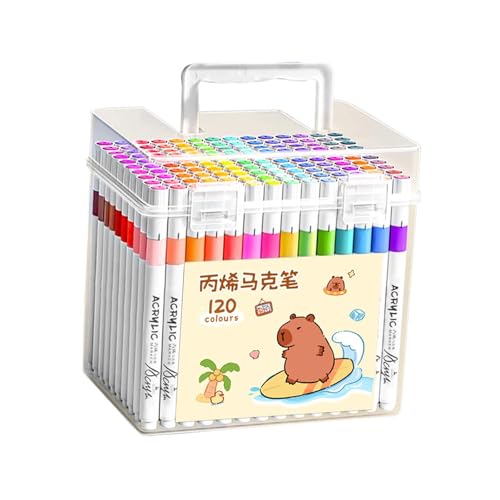 Nishiyuenyi 120 Stück Acrylfarbenmarker, mit Aufbewahrungsbox zum Zeichnen, Marker Acrylfarbenstifte für Leinwand Nishiyuenyi 120 Stück Acrylfarbenmarker, mit Aufbewahrungsbox zum Zeichnen, Marker Acrylfarbenstifte für Leinwand von Nishiyuenyi