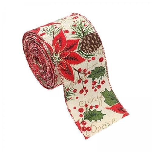 Nishiyuenyi 2X Weihnachtsband, Dekorationsgirlande, Sackleinenband, Grußkarten, Geschenkverpackung, Geschenkbox, Weihnachtsband für Bastelprojekte von Nishiyuenyi