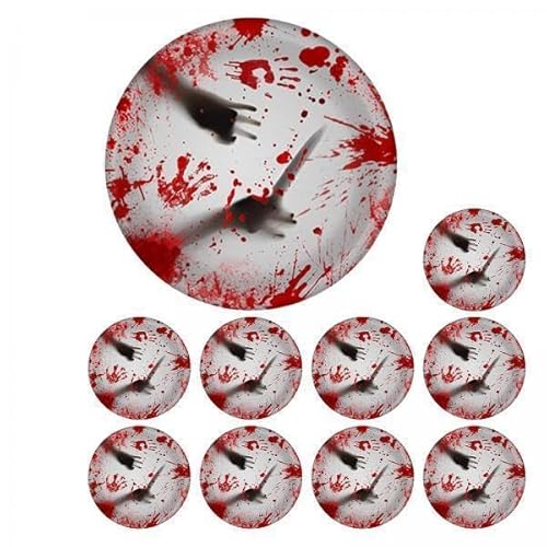 Nishiyuenyi 2x 10er Set Einweg Pappteller, Gruselige Party Deko, Handabdruck Motive Nishiyuenyi 2x 10er Set Einweg Pappteller, Gruselige Party Deko, Handabdruck Motive von Nishiyuenyi