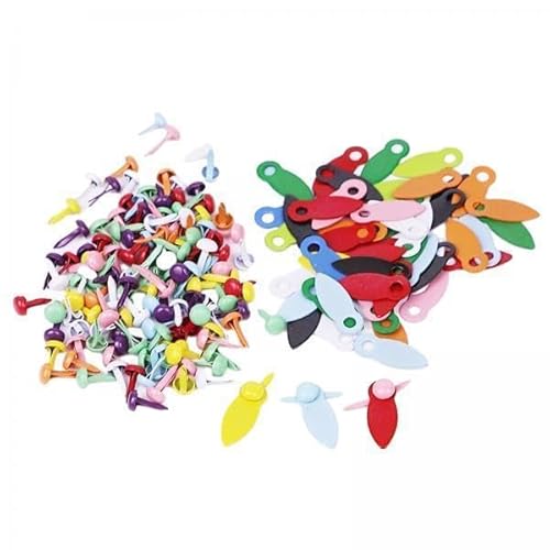 Nishiyuenyi 2x100x Drehknöpfe für Bilderrahmen, 100 Stück Mini Brads, Tragbare Bilder, Zum Aufhängen von Papierverschlüssen, Flache Drehknöpfe für DIY Kunstwerke, Mehrfarbig, 4 Stück von Nishiyuenyi