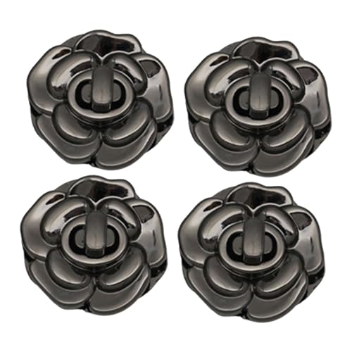 Nishiyuenyi 4 Stück Drehverschluss Geldbörsenverschluss Brieftaschenverschluss Und Steckschloss Als Ersatzteil in Blumenform Aus Stabilem Metall für Reparaturen U, Schwarz von Nishiyuenyi
