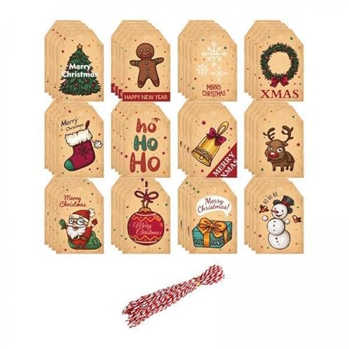 Nishiyuenyi 4 X Weihnachtsanhänger, Papier Geschenkanhänger mit Schnur mit Löchern, Weihnachtsdekorationen, Hängeetiketten für Feiern, Partys, Pakete, Weihnachten Nishiyuenyi 4 X Weihnachtsanhänger, Papier Geschenkanhänger mit Schnur mit Löchern, Weihnachtsdekorationen, Hängeetiketten für Feiern, Partys, Pakete, Weihnachten von Nishiyuenyi