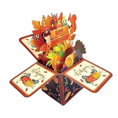 Nishiyuenyi 4x 3D Karte für Erntedank, Popup Design, Geschenkkarte für Männer Und Frauen von Nishiyuenyi