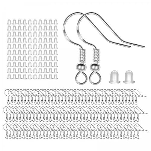 Nishiyuenyi 4x100x Ohrringe Haken Set Fischhaken Ohrstöpsel für DIY Schmuckherstellung Silber Nishiyuenyi 4x100x Ohrringe Haken Set Fischhaken Ohrstöpsel für DIY Schmuckherstellung Silber von Nishiyuenyi