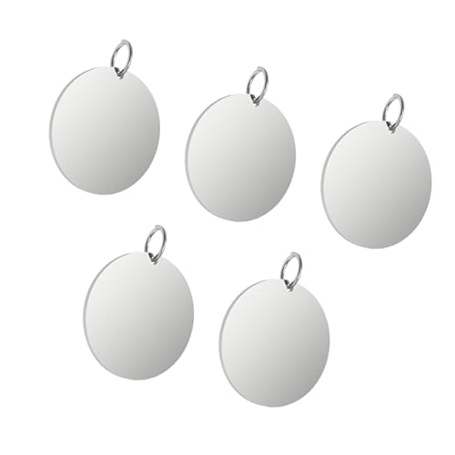 Nishiyuenyi 5 Edelstahl Anhänger, Leere Gravurscheiben mit Ringen, 3 cm für H2D von Nishiyuenyi