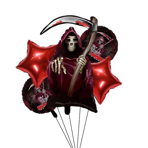 Nishiyuenyi 5 Halloween-Luftballons für Feiern, Aluminiumfolie, Dekoration für Innenräume, Style A Nishiyuenyi 5 Halloween-Luftballons für Feiern, Aluminiumfolie, Dekoration für Innenräume, Style A von Nishiyuenyi