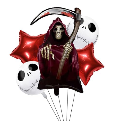 Nishiyuenyi 5 Halloween-Luftballons für Feiern, Aluminiumfolie, Dekoration für Innenräume, Style D Nishiyuenyi 5 Halloween-Luftballons für Feiern, Aluminiumfolie, Dekoration für Innenräume, Style D von Nishiyuenyi