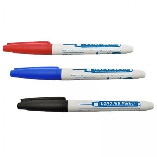 Nishiyuenyi 5 X 3 Stück Permanent Marker für Tischler – 1 Mm – Extra Lange Spitze – Schwarz, Blau von Nishiyuenyi