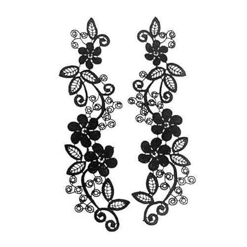 Nishiyuenyi 5x Schwarze Blumenspitze Applikation Bestickte Hochzeits Spitze Motiv von Nishiyuenyi