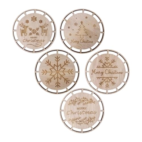 Nishiyuenyi 6 Stück Weihnachts Makramee Ornamente, Bastelanhänger, Holzscheiben, DIY Hängeanhänger für Boho Dekor, Hochzeit, Weihnachtsdekoration, Set F von Nishiyuenyi