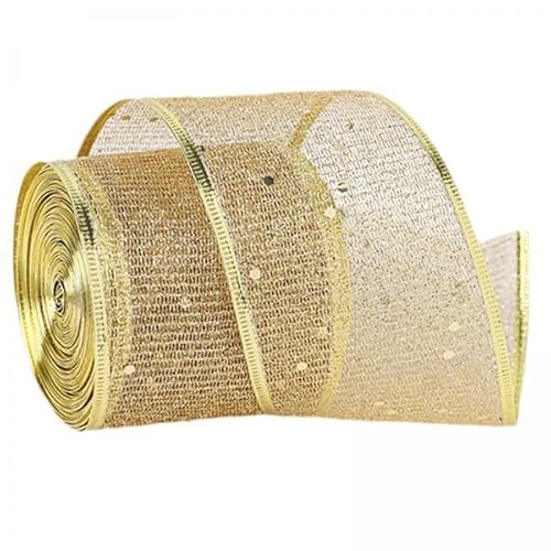 Nishiyuenyi 6x Weihnachtsband, Weihnachtsband, Satinband, Drahtrandband für Kuchendekoration, Handgefertigtes Kunsthandwerk von Nishiyuenyi