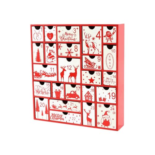 Nishiyuenyi Adventskalender Holz Weihnachtskalender mit 24 Nummerierten Laden Geschenkbox Füllbox Aufbewahrungsbox für Kinder Erwachsene für Adventszeit Tischdeko, Rot Nishiyuenyi Adventskalender Holz Weihnachtskalender mit 24 Nummerierten Laden Geschenkbox Füllbox Aufbewahrungsbox für Kinder Erwachsene für Adventszeit Tischdeko, Rot von Nishiyuenyi